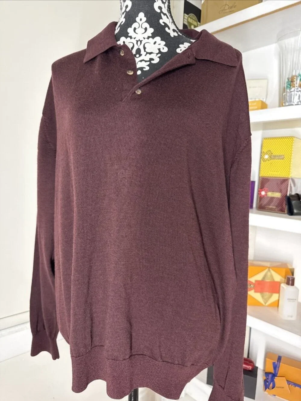 Woods & Gray 100% Merino wool Polo Collar Sweater Men's Size XX L Burgendy